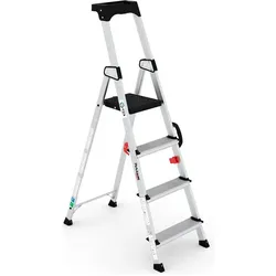 Persum, Leiter + Gerüst, 4-stufige Deluxe-Profi-Aluminiumleiter (Stehleiter)