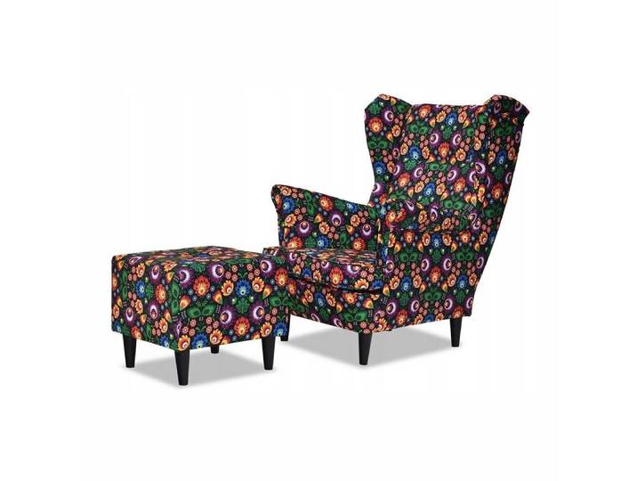 Family Meble Sessel Family Meble ARI Ohrensessel mit Fußhocker Stoff M 77 84x104 cm