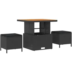 vidaXL Garten Essgruppe Schwarz Poly-Rattan