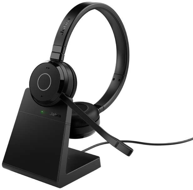 Jabra GN Jabra Evolve 65 TE Duo MS + Socle de charge Micro-casque Bluetooth avec dongle USB-A et socle de charge, parfait pour les appels quotidiens et