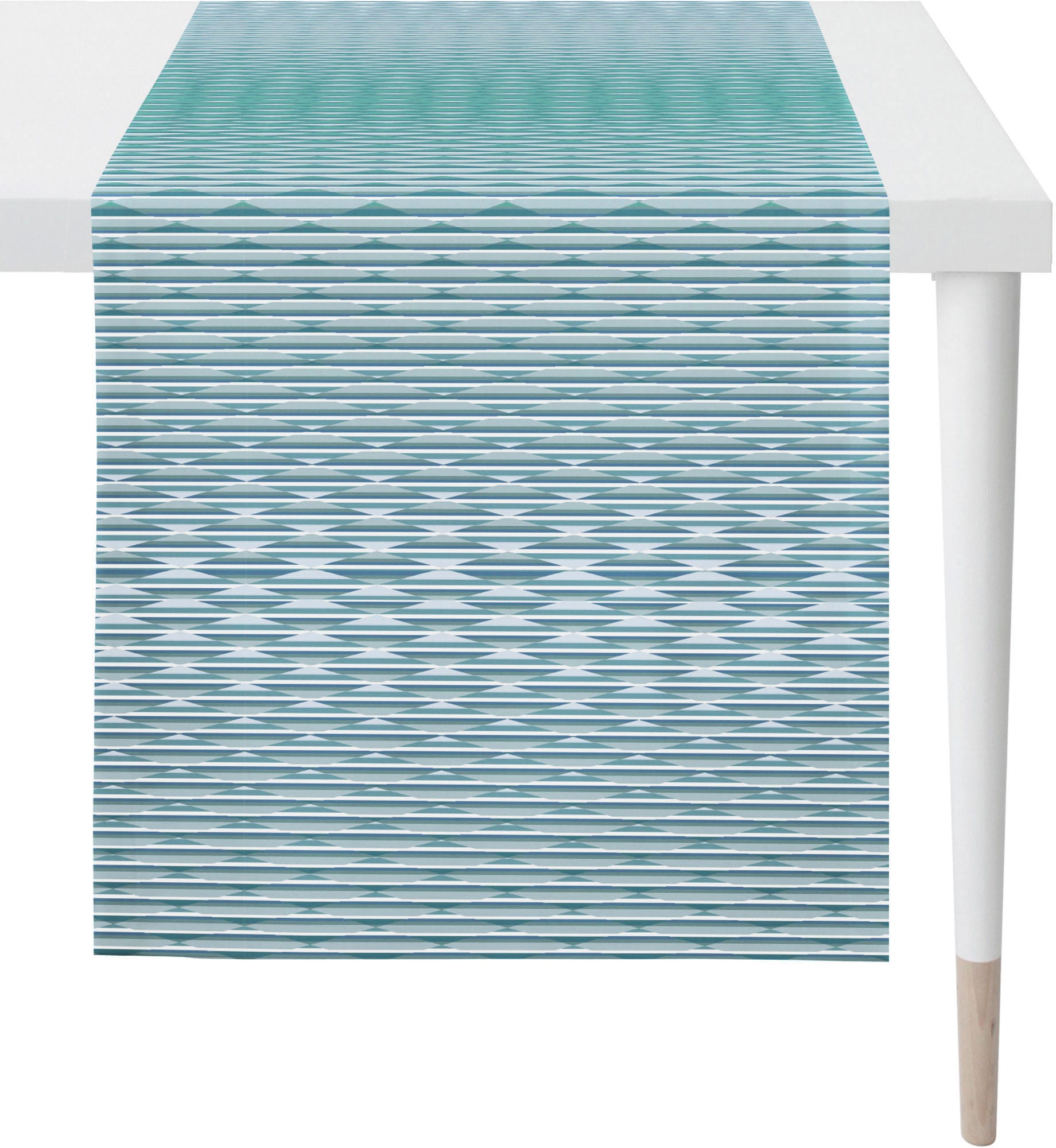 Tischläufer APELT "3909 OUTDOOR, Sommerdeko, Sommer", blau (petrol), B:48cm L:140cm, Polyacryl, Tischdecken, Tischläufer, Digitaldruck
