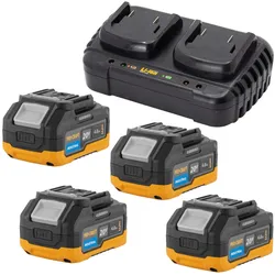 Procraft, Werkzeugakku + Ladegerät, Starter Set 20 V 20/2 Doppel Ladegerät + 4x 20/4 Industrial Akku 4,0 Ah (20 V)