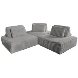 KAWOLA Modulsofa WIOLO SOFT 3 Module 3 Rückenkissen Weicher Breitcord grau