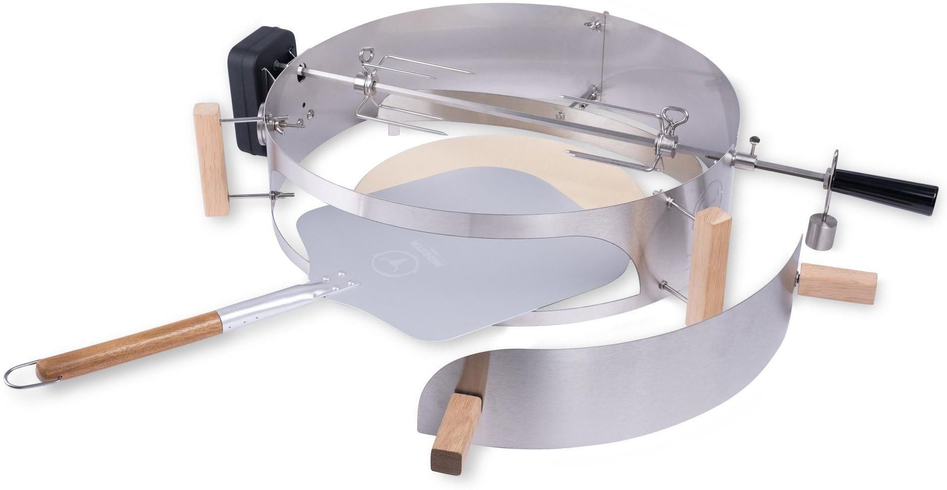 Grillplattenaufsatz "Grillaufsatz Komplettpaket XL, Ø 47 cm", silber (grau), Backbleche, Grillplattenaufsatz grau Einheitsgröße