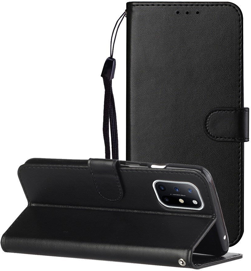 EIDERWOOD OnePlus 8T Kunstlæder Flip Cover m. Strop & Pung - Sort