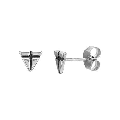 Paar Ohrstecker FIRETTI "Schmuck Geschenk Edelstahl Ohrschmuck Ohrringe Dreieck", silber (edelstahlfarben, schwarz), Ohrringe, Damen, Edelstahl