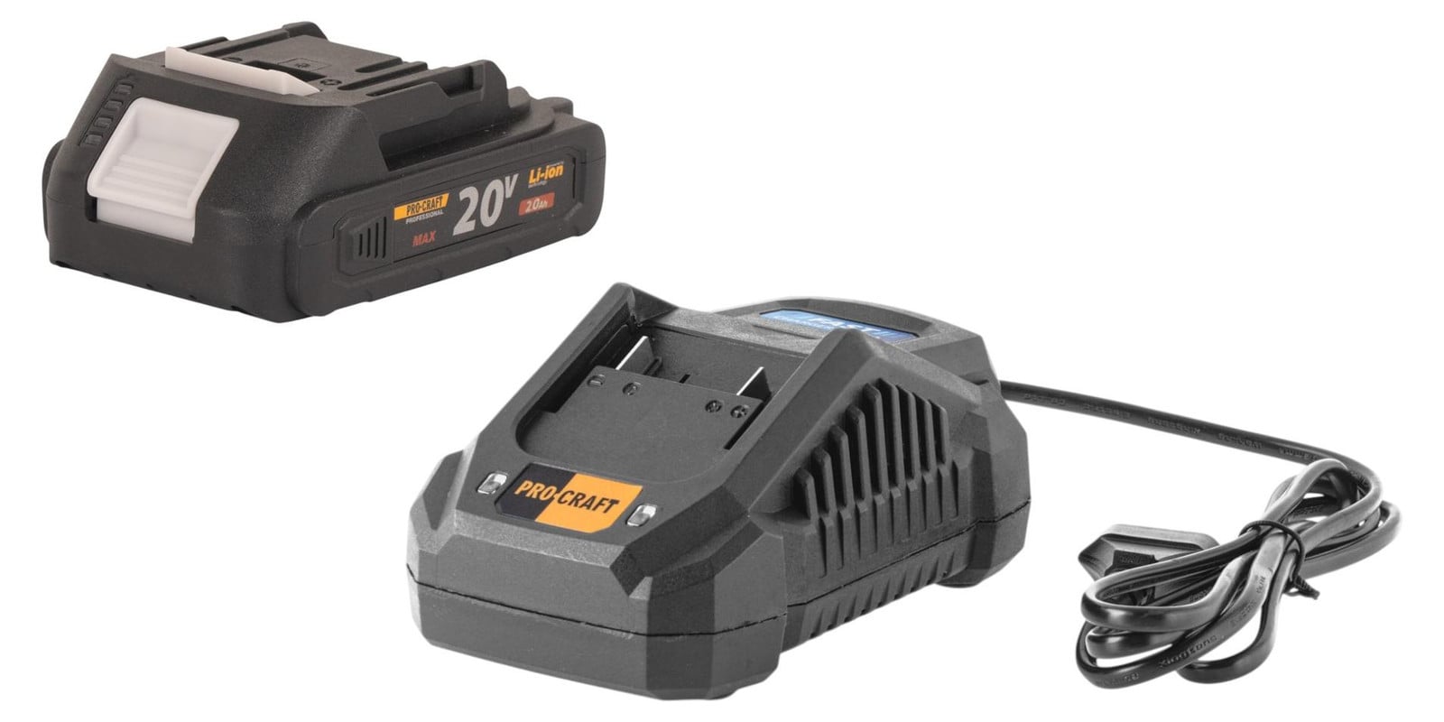 Procraft Starterset met 20V 20/4A snellader en 1x 20/2A accu 2,0 Ah