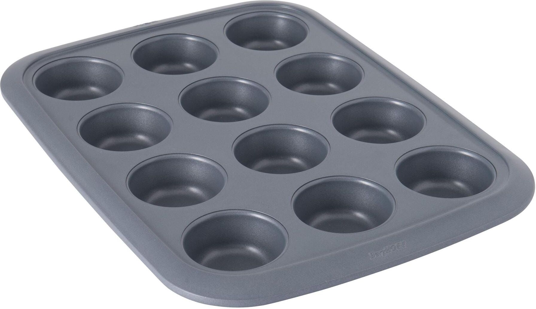 Muffinform BERGHOFF "Muffinform 12 Stück 6.5cm Gem Line", grau, B:28,5cm L:38cm Ø:6,5cm, Karbonstahl, Küchenformen, Muffinform grau Ø 6,5cm