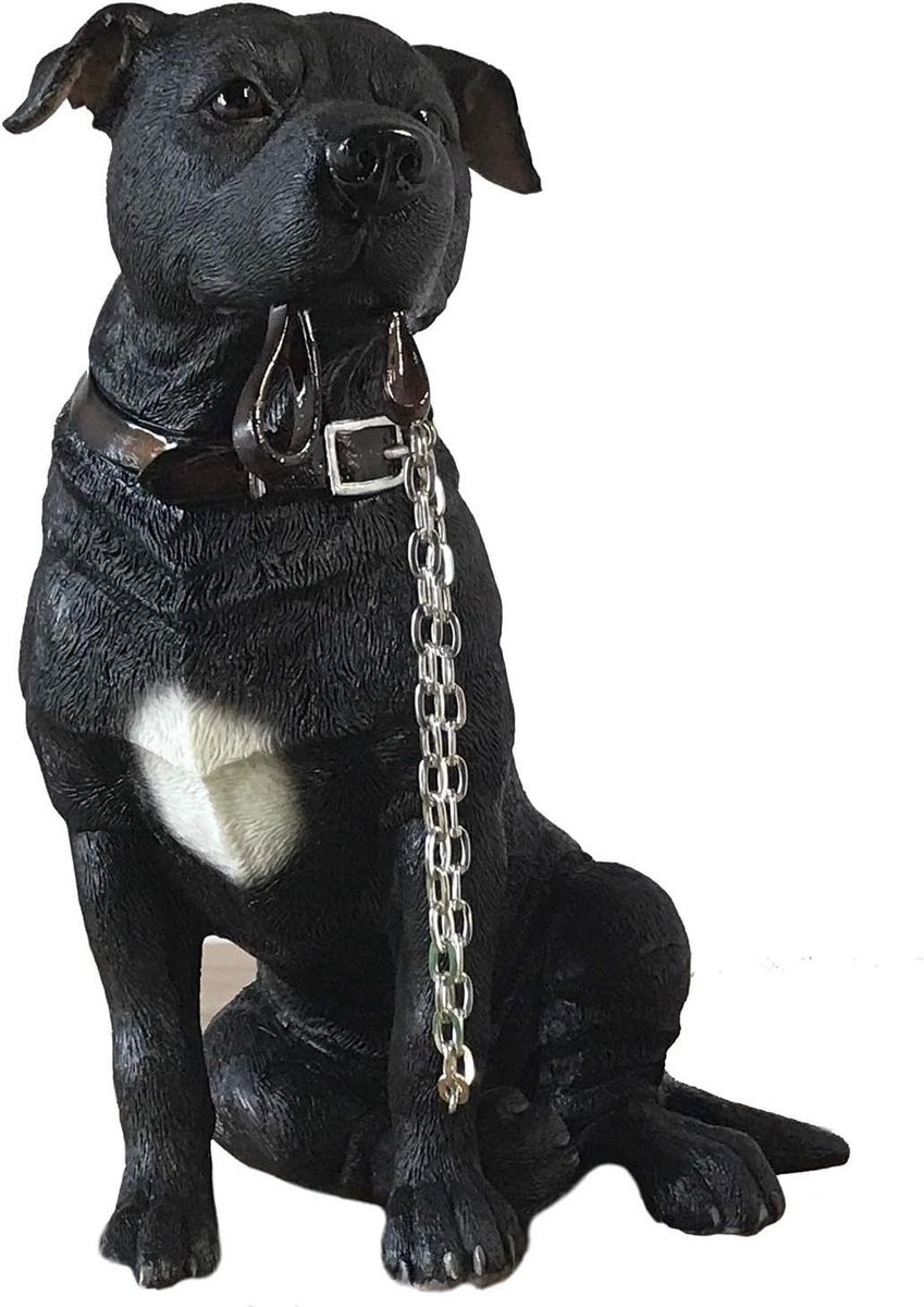 Hond Figuur Decoratie Beeldje Zwart - Hoogte: 18 cm