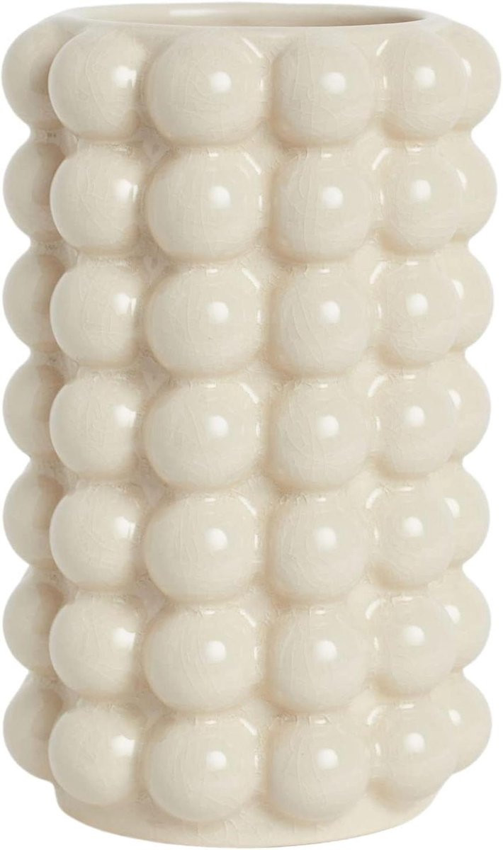 Hoge Keramische Vaas Bubbel - Wit - Hoogte: 21,5 cm