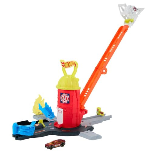 Hot Wheels City Super brandweerkazerne speelset met brandweerauto