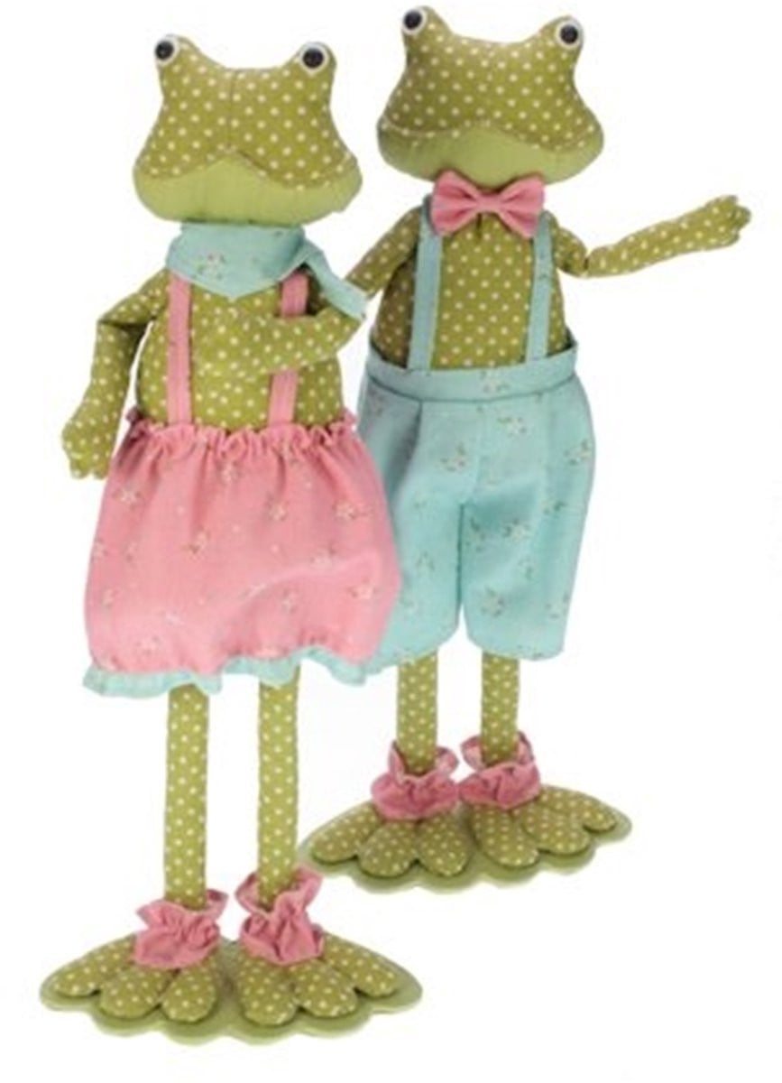 Set van 2 decoratieve kikkers met accessoires, 42 cm