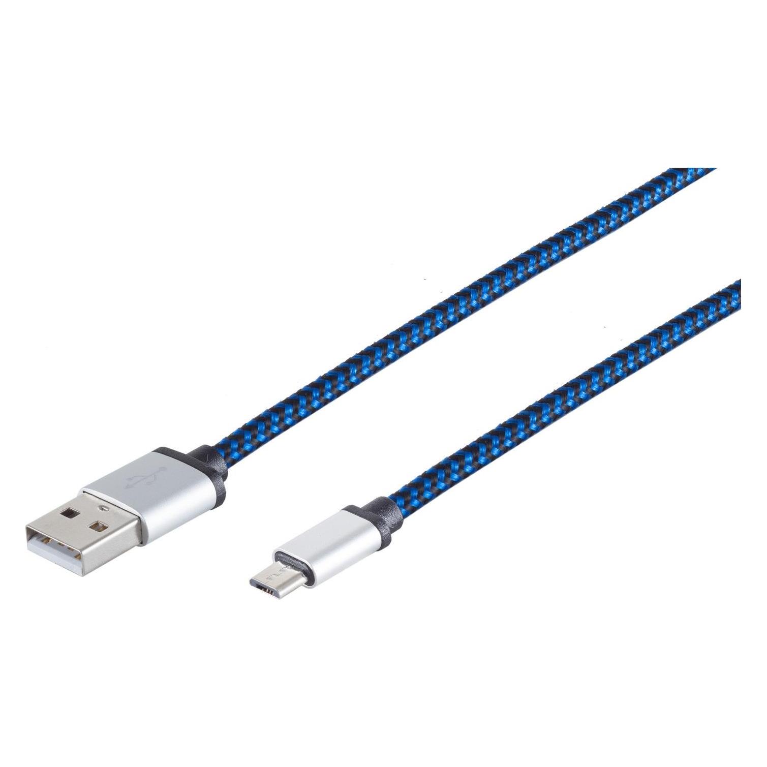 Shiverpeaks USB Ladekabel USB A-ST auf USB Micro B-ST Nylon blau 2,0m (2 m, USB 2.0) (14-50023)
