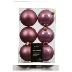 Christmas Decorations 6 Weihnachtskugeln Kunststoff 8cm klassisch & bruchsicher Christbaumkugeln Weihnachtsbaumkugeln Christbaumschmuck Weihnachtsbaumschmuck Vintagerosa