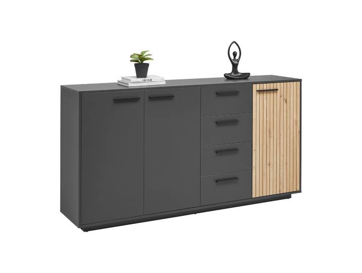 Sideboard Lukas Anthrazit/Schwarz/Eichefarben