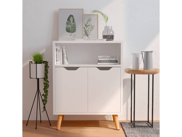 vidaXL Sideboard blanc brillant 60x30x72 cm bois composite