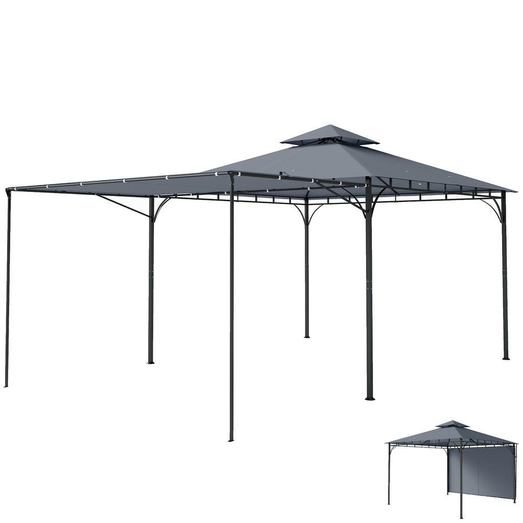 Outsunny Pavillon, Dunkelgrau, Metall, 320x275x320 cm, Sonnen- & Sichtschutz, Pavillons & Pergolas, Pavillons