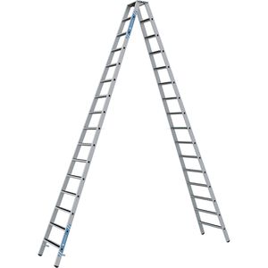 Zarges Stehleiter R13step B, 41567, beidseitig begehbar, aus eloxiertem Aluminium, bis 150kg, mit 2 x 16 R13-Stufen