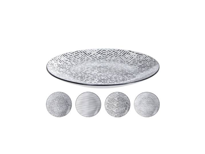 Teller Set Porzellan 23 cm 4-teilig weiss/schwarz