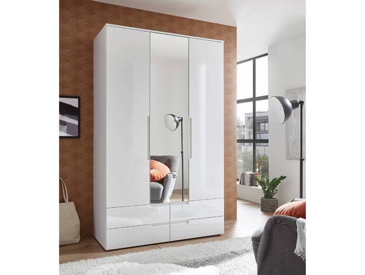 Drehtürenschrank Valsonne 126 x 208 x 57cm Weiß