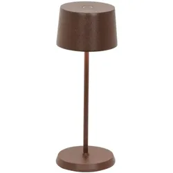 Zafferano OLIVIA PRO MICRO Wiederaufladbare und dimmbare Corten-LED-Tischleuchte