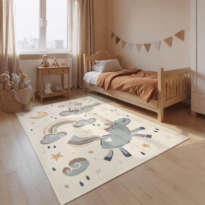 Kinderteppich HANSE HOME "Einhorn", bunt (creme multifarben), B:120cm H:10mm L:170cm, Polypropylen, Teppiche, Kinderteppich, Pflegeleicht, Weich, Kinderzimmer, Spielteppich, Spielunterlage