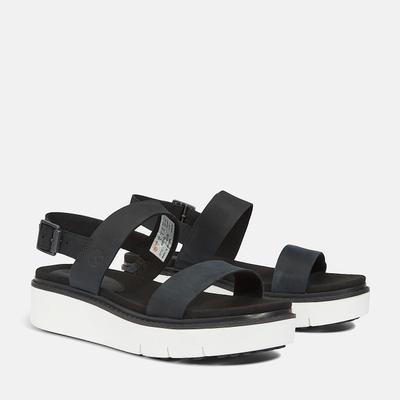 Sandale TIMBERLAND "SAFARI DAWN BACKSTRAP SANDAL", Damen, Gr. 36, jet schwarz, Leder, Schuhe Sandale, aus Leder