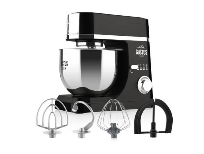 ETA Gustus IV Smart Black Küchenmaschine 1200W Leistung Robustes Metallgetriebe 5,5L Edelstahl-Rührschüssel Planetarisches Rührsystem Teigknetmaschine inkl. 4-teiliges Back-Set Schwarz