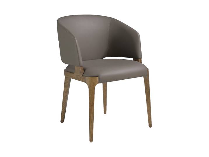 Design Stuhl „Philadelphia“ mit Armlehnen - Kunstleder Taupe Esche Angel Cerdá