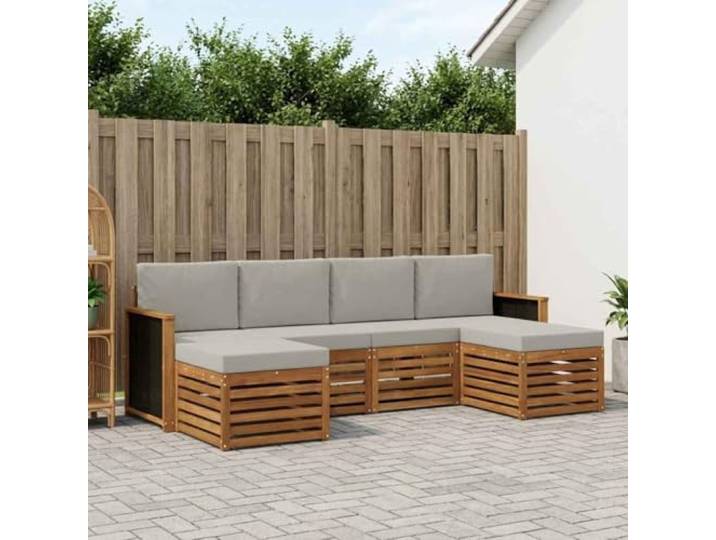 HFMDRMU Outdoor-Möbelset aus massivem Akazienholz, modulares Sofa für Garten oder Terrasse, wetterbeständig mit lackierter Oberfläche, pflegeleicht und robust – ideal zum Entspannen