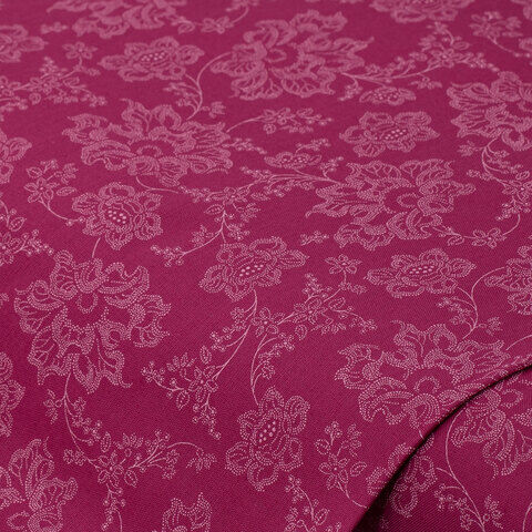 Baumwoll-Trachtenstoff "Blumenranken", pink/weiß