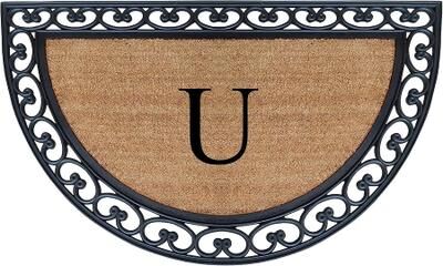 "A1 Home Collections Half Round Rubber Coir Monogrammed Double Doormat, 30"" x 48"""