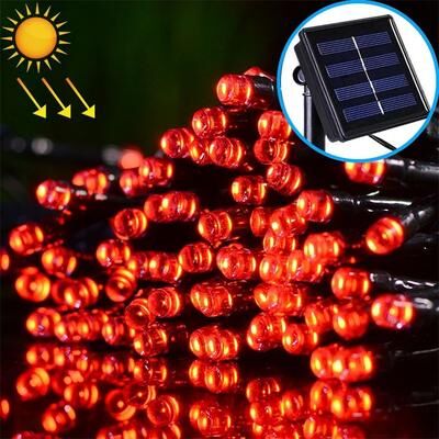 Inspired Deals 200 LED Solar String Lights Outdoor Waterproof Warm White Christmas Garden Lights red