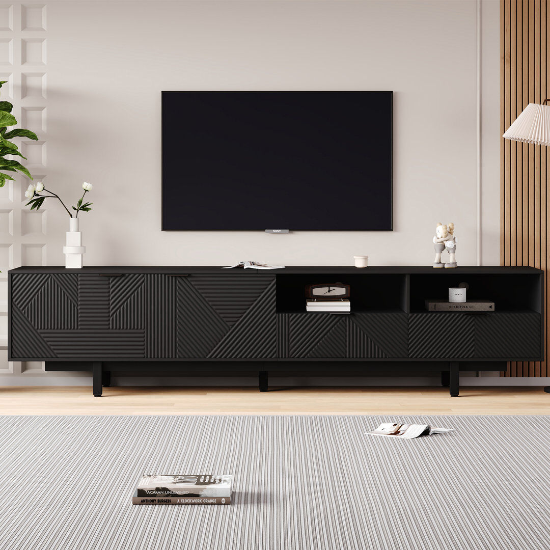 Latitude Run Tv Stand With 2 Doors And 2 Drawers Black 88"