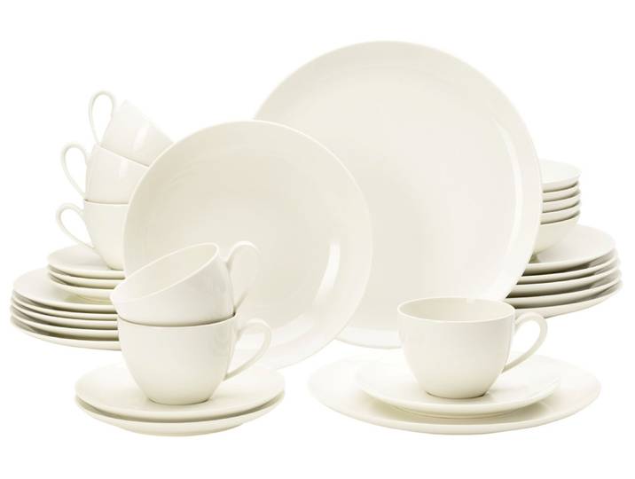 Seltmann Weiden Kombiservice 30-tlg. SAVONA FINE DIAMOND, creme, Porzellan