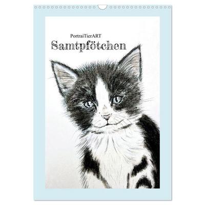 PortraiTierART Samtpfötchen (Wandkalender 2027 DIN A3 hoch), CALVENDO Monatskalender