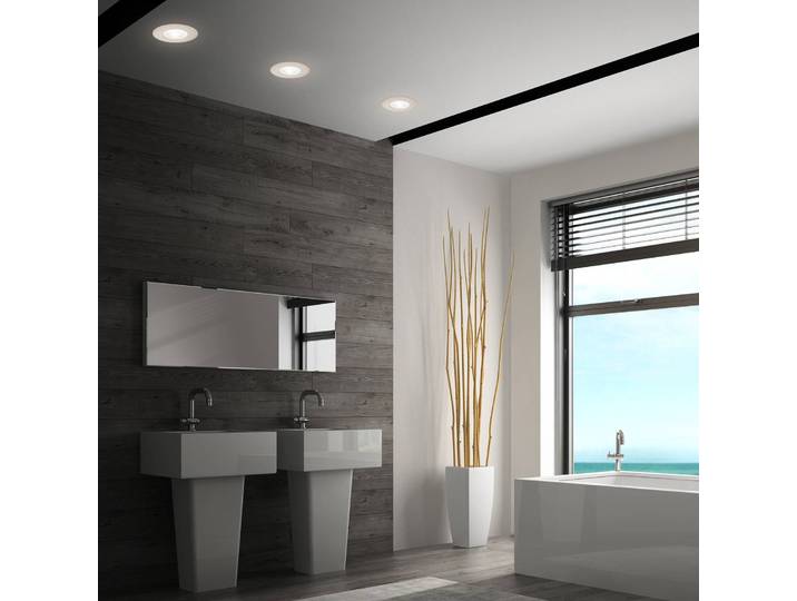 Briloner LED-Einbauspot 7605 IP44 3er-Set CTS nickel matt, alu / grau / zink, für Badezimmer, Kunststoff, Einbauleuchte
