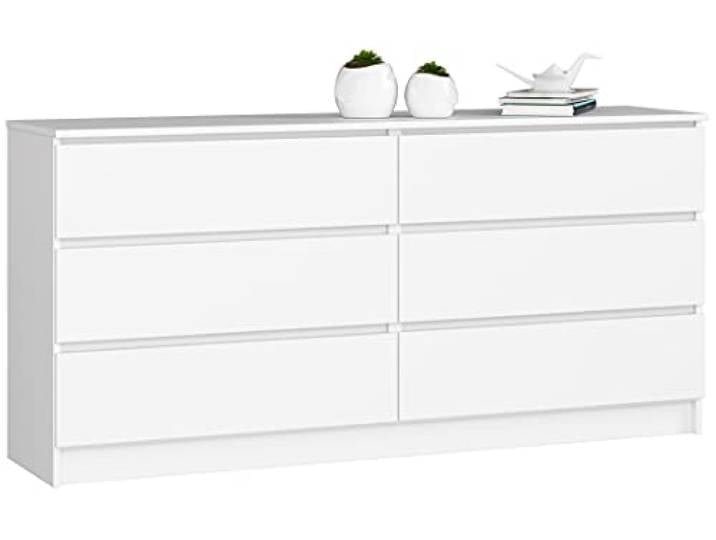 Home Collective Kommode weiß 160cm breit mit 6 Schubladen, Schlafzimmer und Wohnzimmer, vielseitig einsetzbar für Flur und Kinderzimmer