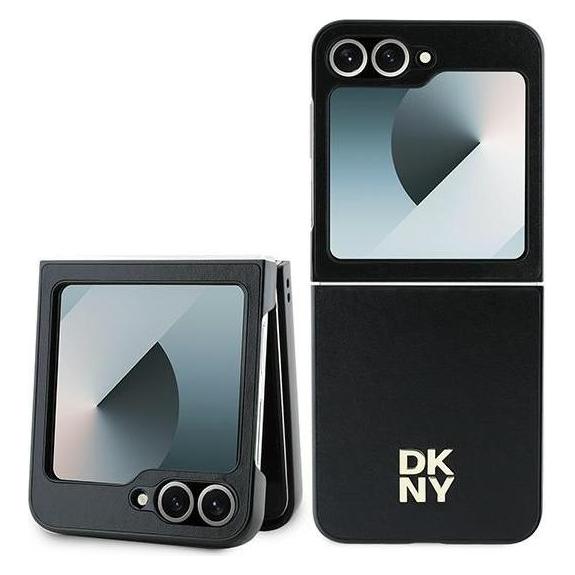 DKNY DKHCZF6PSMCSLK Z Flip6 F741 czarny/black lether Matal Stack Logo (Samsung Galaxy Z Flip6, Samsung Galaxy Z Flip7 FE) (DK000221-0)
