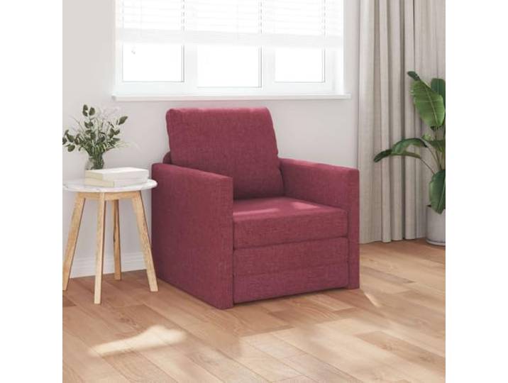 YUTAASU Schlafsofa Weinrot 74 x 77 x 81 cm Stoff Klappbar, Polyester, Metallrahmen, Abnehmbare Kissen, Gäste Bett