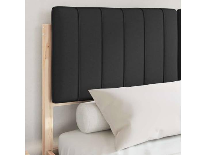 KTHLBRH Kurzes Doppelbett Schwarz 140 x 190 cm Kiefer massiv Gepolstertes Kopfteil, kein Netz erforderlich, einfache Montage, Bezug waschbar
