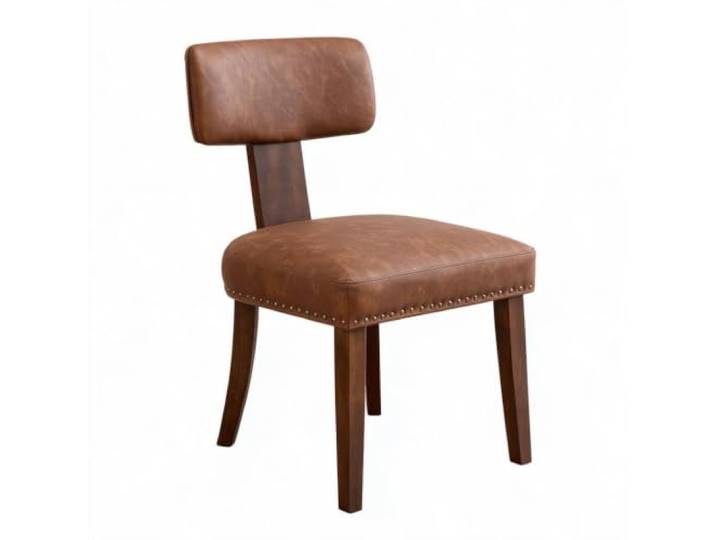 GarveeHome Esszimmerstühle 4er-Set Leder Massivholzrahmen Holzbeine Braun Ergonomische Rückenlehne, Gepolsterte Sitzfläche, Stabiler Stand, Pflegeleicht, Küche