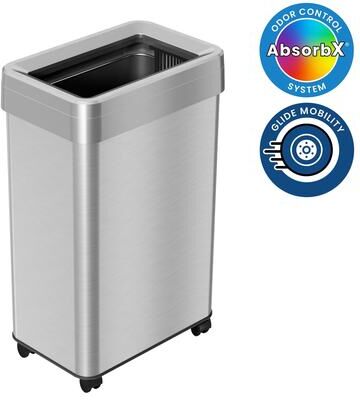 iTouchless 16 Gallon / 61 Liter Rectangular Open Top Kitchen Trash Can with Wheels