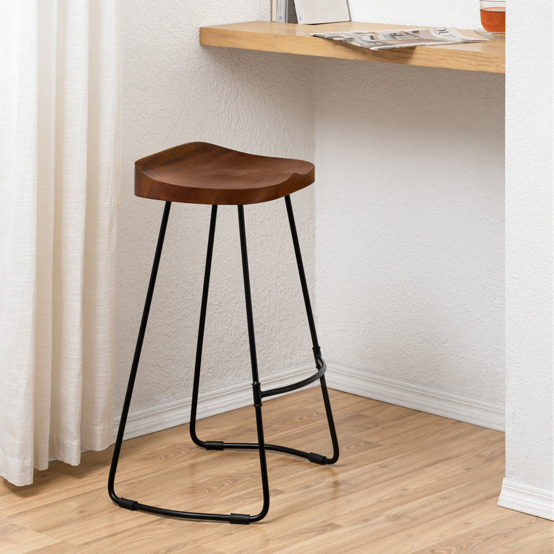 Mercury Derk Solid Wood Kitchen Counter Bar Stool Walnut Counter Stool (68.5 cm Seat Height)