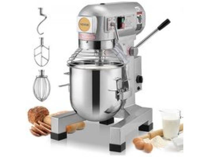 VEVOR Kommerzieller Küchenmixer, 14 l kommerzieller Standmixer mit 3 einstellbaren Geschwindigkeiten, 550 W Teigmixer mit Edelstahlschüssel und 3 Mixaufsätzen, ideal für Restaurant, Bäckerei, Konditorei, Café