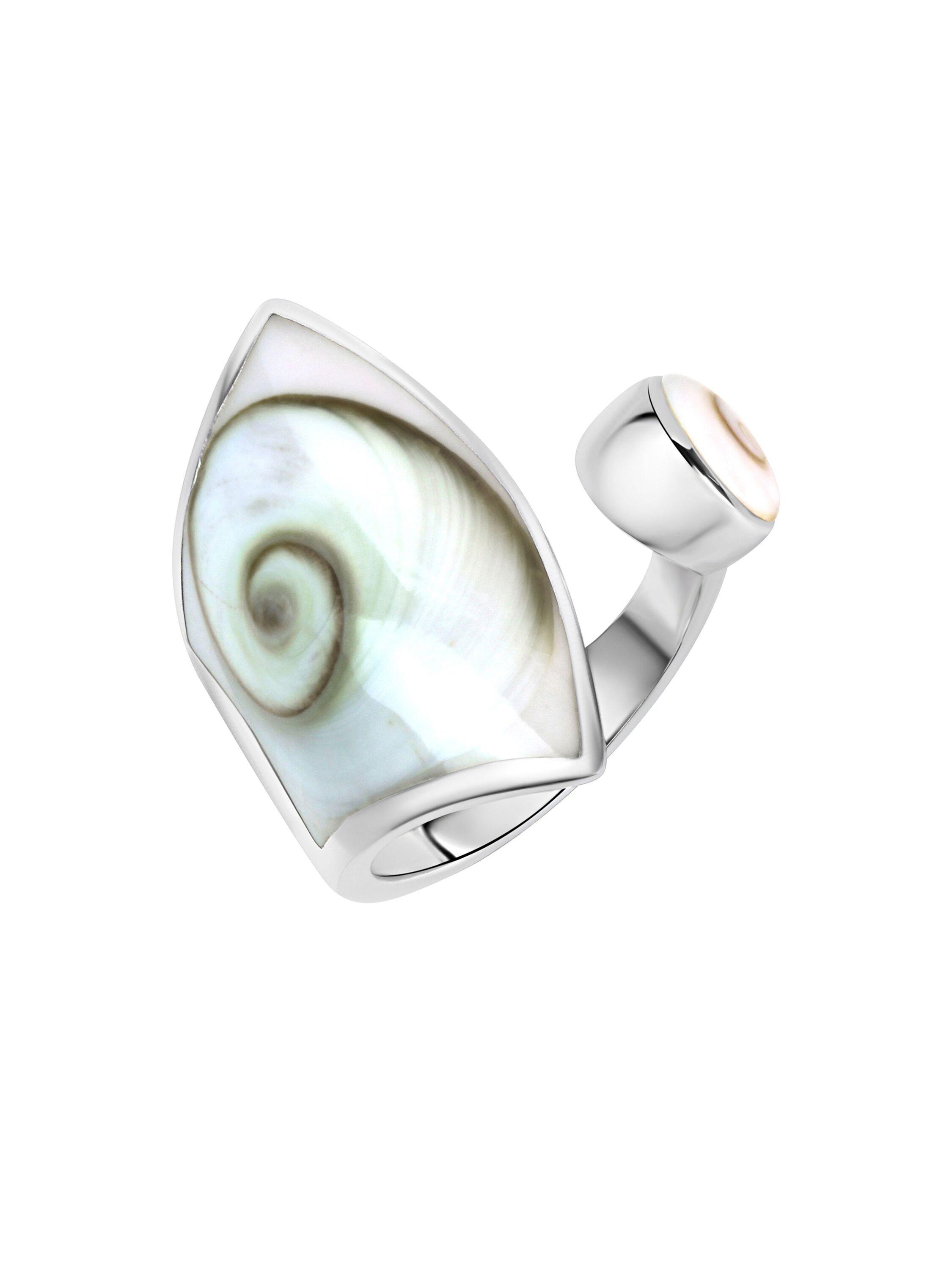 Zeeme Pearls Ring Silber 925 mit weißer Muschel 28mm breit