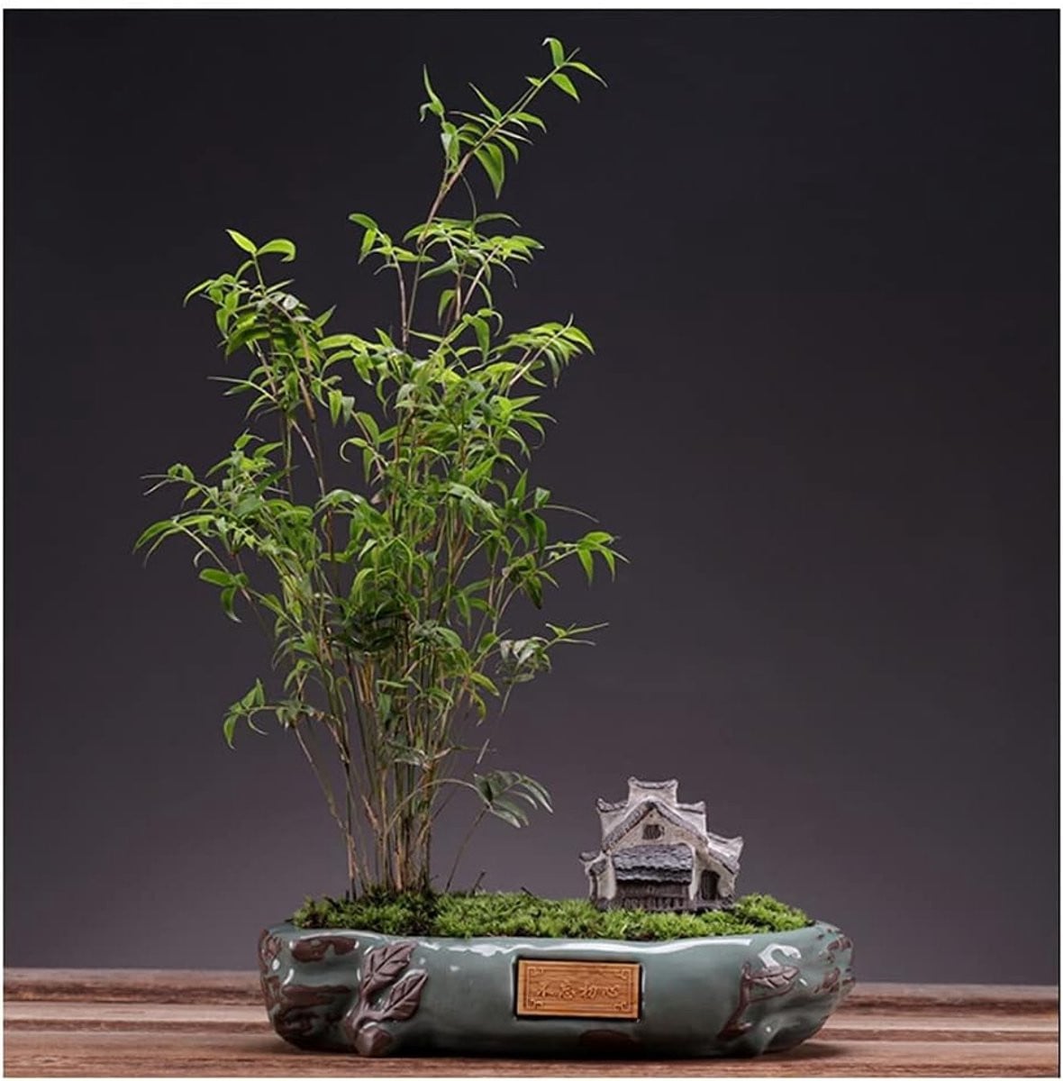 Kunstmatige Bonsai Banyan Tree Decoratie - Groene Kunstplant voor Bureau en Woonkamer - Rice Bamboo