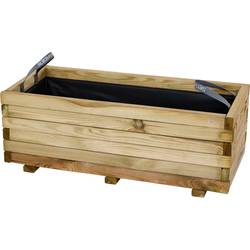 Siena Garden TANUSSLIM 90 Pflanzkasten Kiefernholz, Vlies Natur, Schwarz