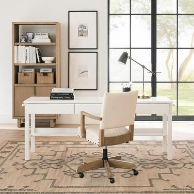 WILK Modern Writing Desk with 3 Drawers and Storage Shelf for Home Office
