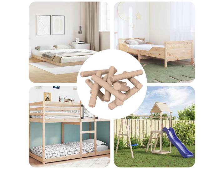 vidaXL Holzdübel 24000 Stk. Braun Massivholz
